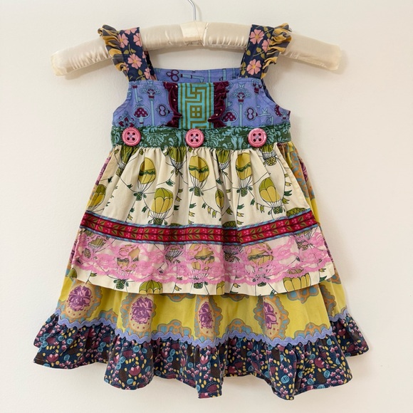 Matilda Jane Paint By Numbers Lace Apron Dress Colorful Mixed Print, Size 18m - Picture 2 of 14